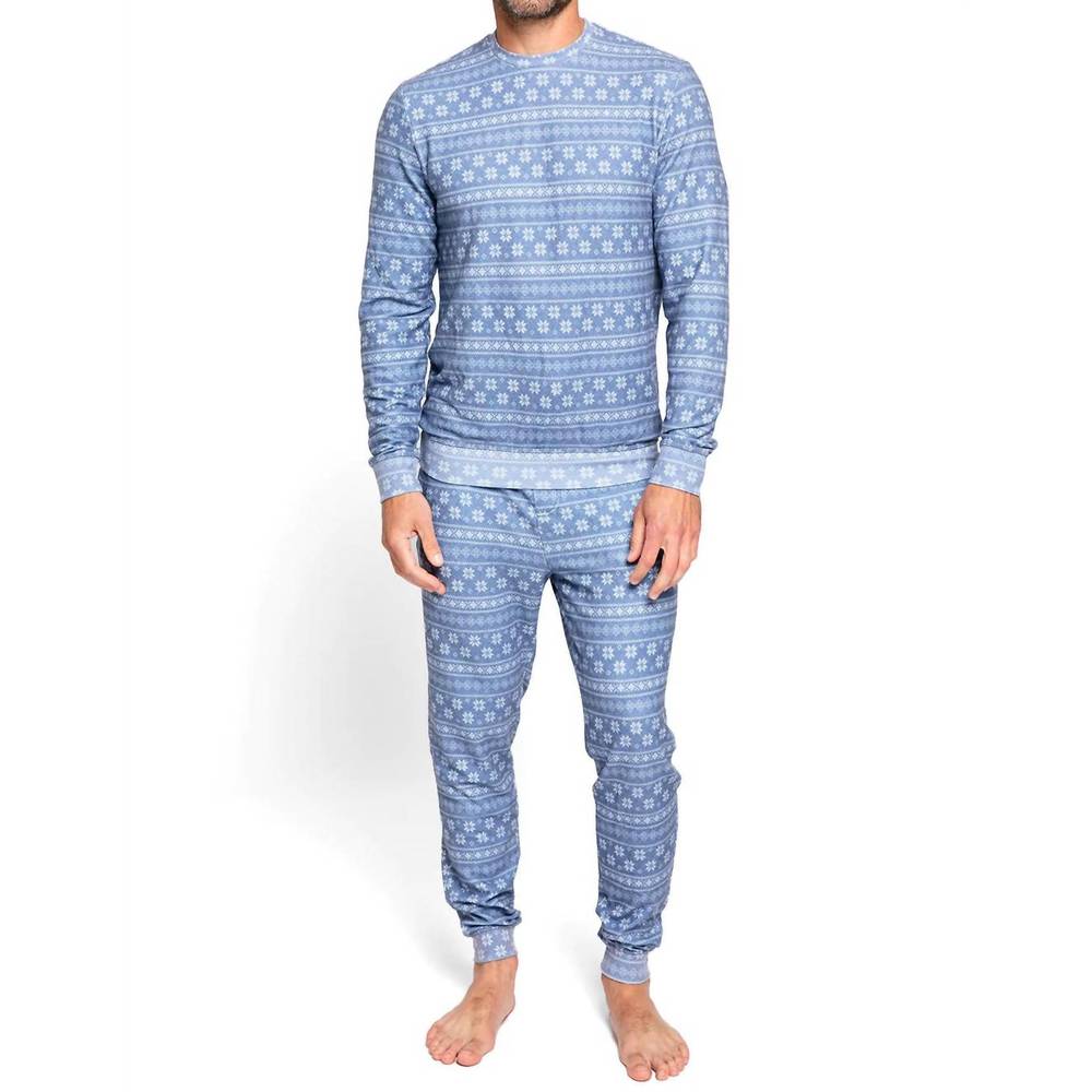 NEW SOL ANGELES mens fair isle pullover in indigo